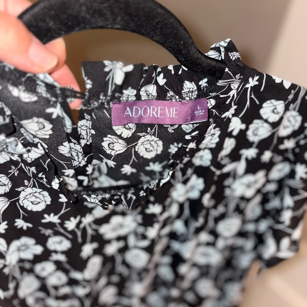 Adore Me Black Maxi Dress with White Floral Print